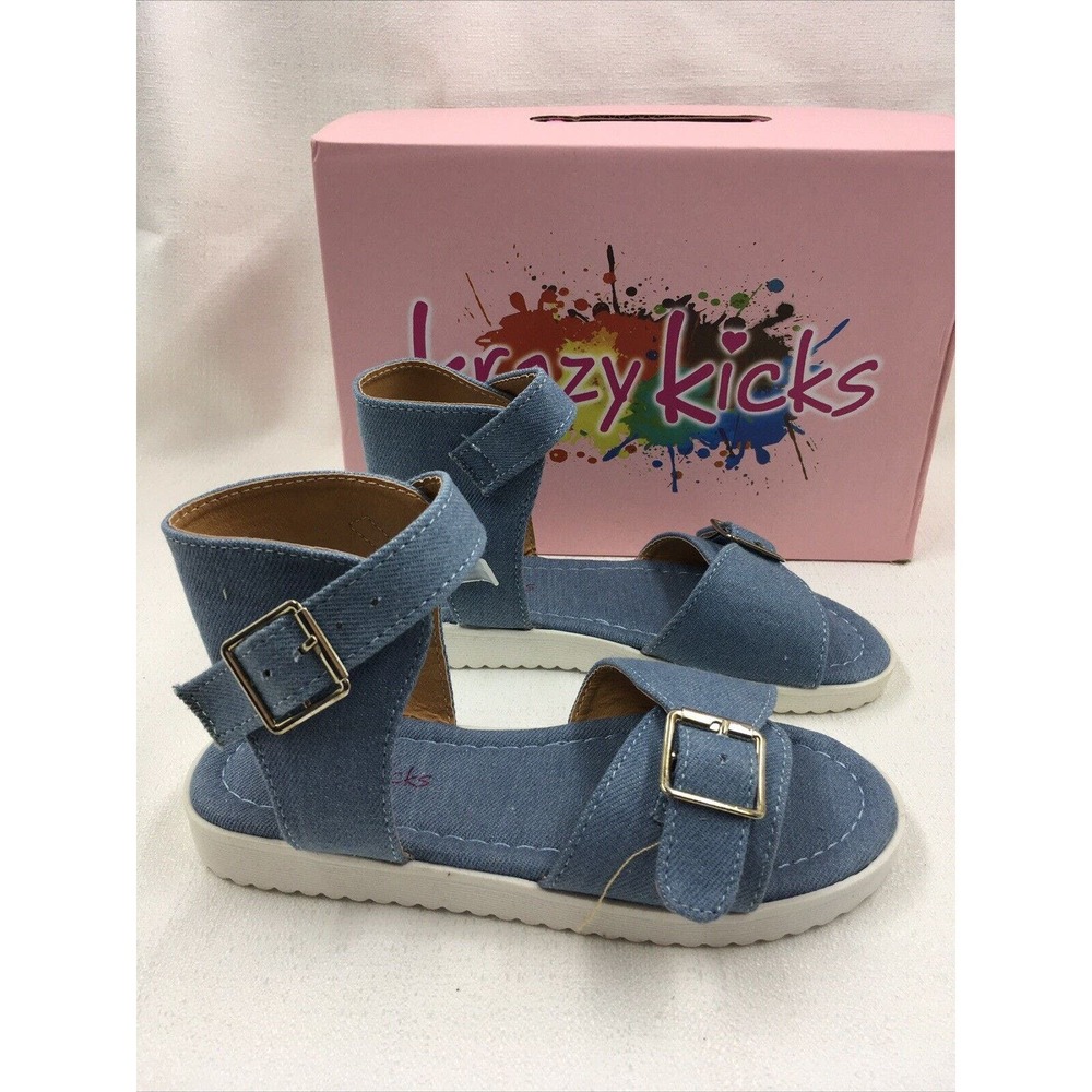 krazy kicks girl blue‎ jeans sandals size 12